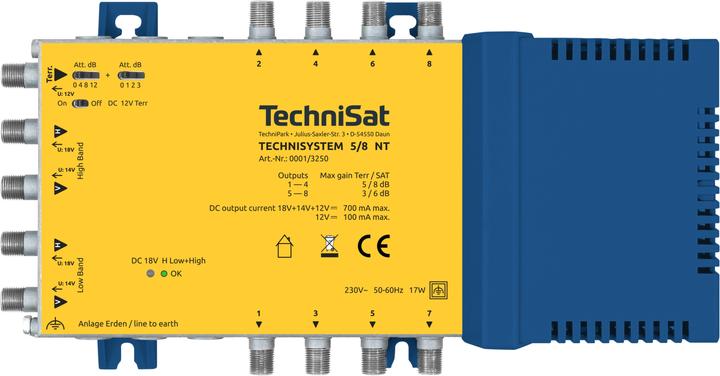 Actual product image TechniSat TECHNISYSTEM 5/8 NT Sat distributor 8 outputs 1 orbit position (Terminal strips)