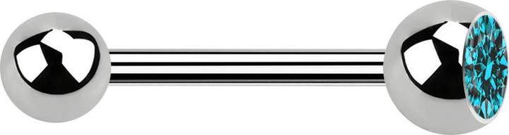 Produktbild Star Piercing Barbell silber mit Kugel und Kugel Kristall aqua (ohne Messing, Titan G23)