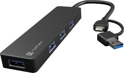 Actual product image Genesis USB 3.0 HUB, Mayfly, 4-Port, Black (USB-C, 4 Ports)