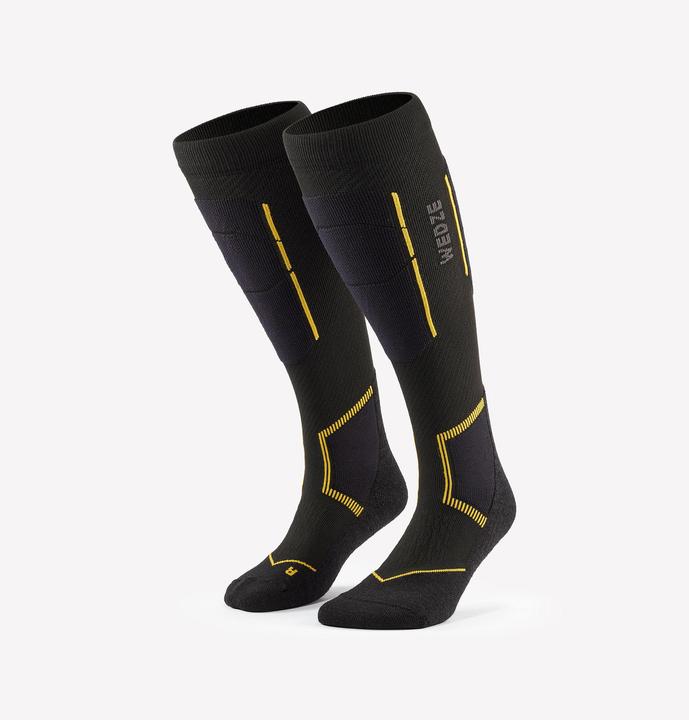 Image du produit Wedze Chaussettes de ski adultes laine mérinos - 500 noir/jaune (38, 40)