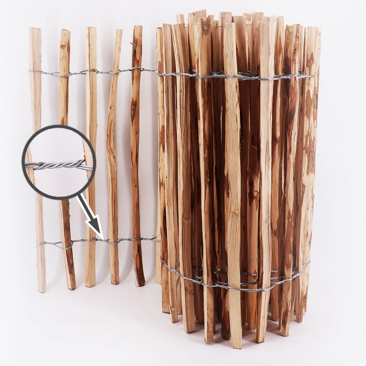 Actual product image Aquagart 5m Staketenzaun 50cm hoch Lattenabstand 4-6cm Gartenzaun Kastanienzaun aus Haselnuss Holzzaun