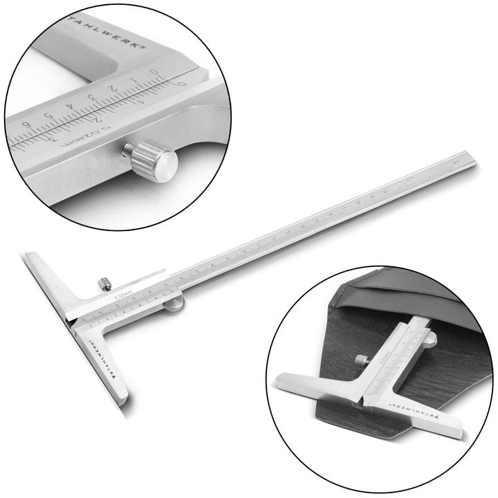 Produktbild Stahlwerk Tiefenmessschieber 0-200 mm DIN 862 aus rostfreiem Edelstahl (20 cm)