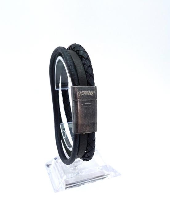 Produktbild Thomss Lederarmband No.18 Unisex Leder Schwarz & Edelstahlverschluss Matt Umfang 22.5cm (22.50 cm, Edelstahl, 100% Leder)