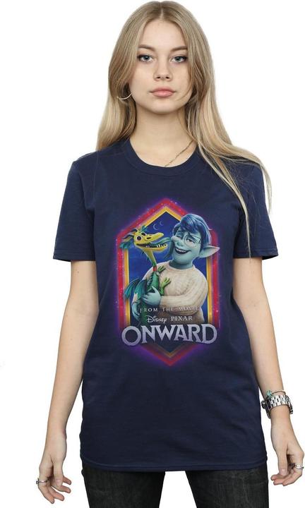 Actual product image Disney Womens/Ladies Onward Laurel And Blazey Crest Cotton Boyfriend T-Shirt (XL)