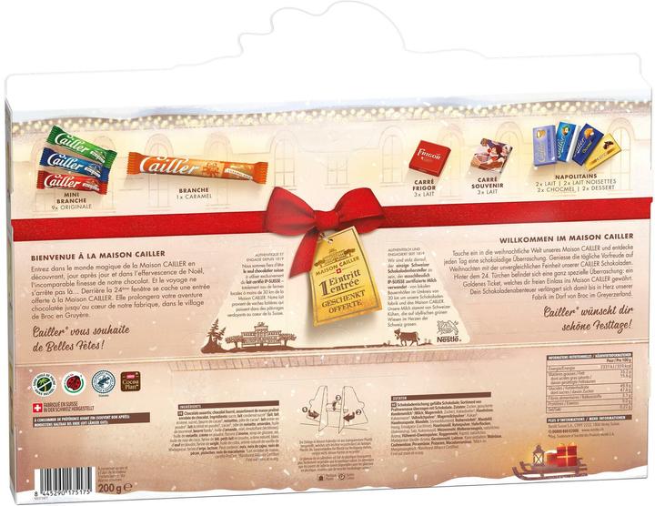 Valori nutrizionali e ingredienti Cailler Calendario dell'Avvento di cioccolato 200 g (200 g)