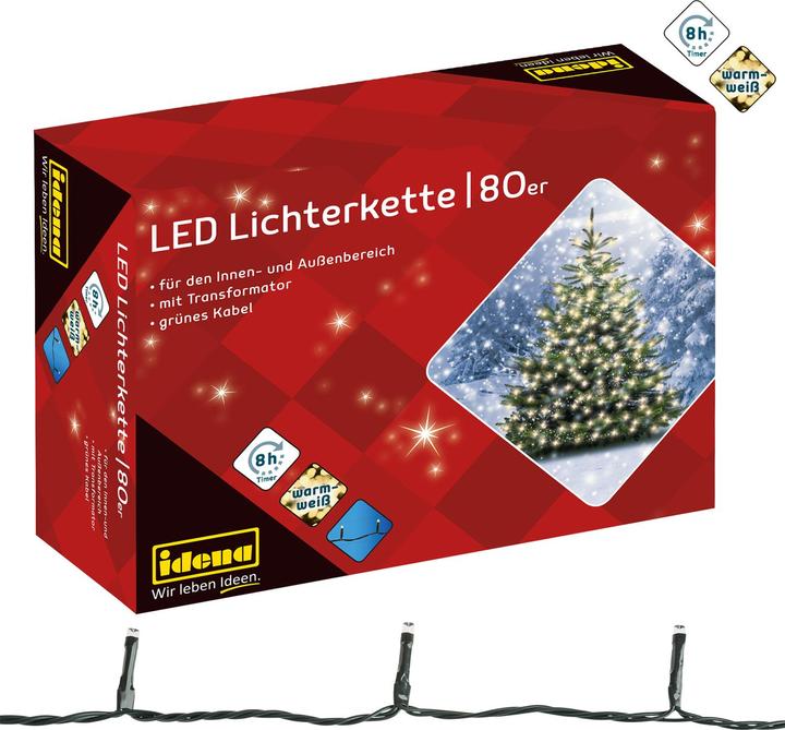Produktbild Idena LED-Lichterkette 80er warmweiss,f.Aussen (8 m)
