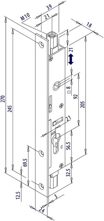 Actual product image Fuhr Bascule mortise locks 298 (Mortise lock)