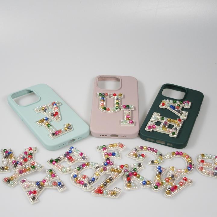 Image du produit PhoneLook Autocollant sticker pour téléphone/tablette/ordinateur brodé en 3D pearls Rainbow Lettre R