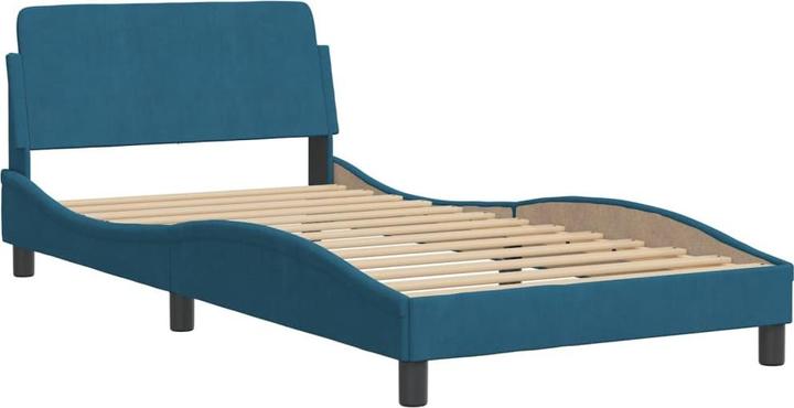 Produktbild VidaXL Bett Polsterbett Bettgestell Einzelbett mit Matratze Blau 100x200cm Samt (100 x 200 cm)