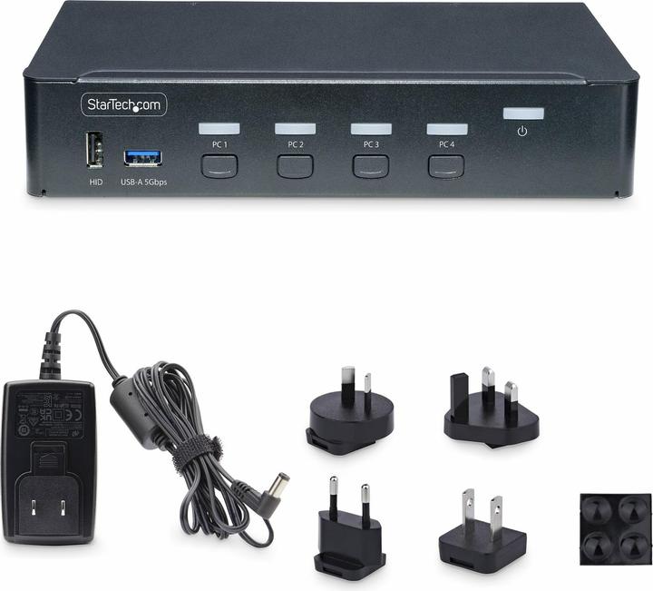 Actual product image StarTech com 4-Port DisplayPort KVM Switch, Single 4K 60Hz Monitor, 6x USB Ports, Push-Button & Hotk