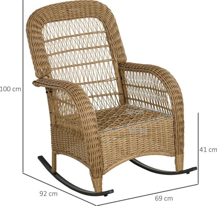 Produktbild Outsunny Rattan Schaukelstuhl mit Sitzkissen