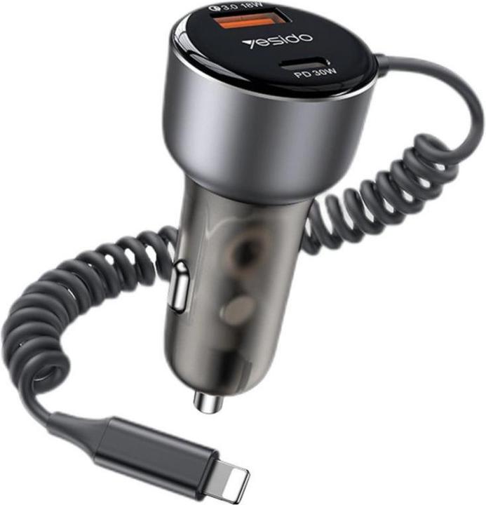Actual product image Yesido Y57 50W Super Fast Car Charger included Lightning Cable