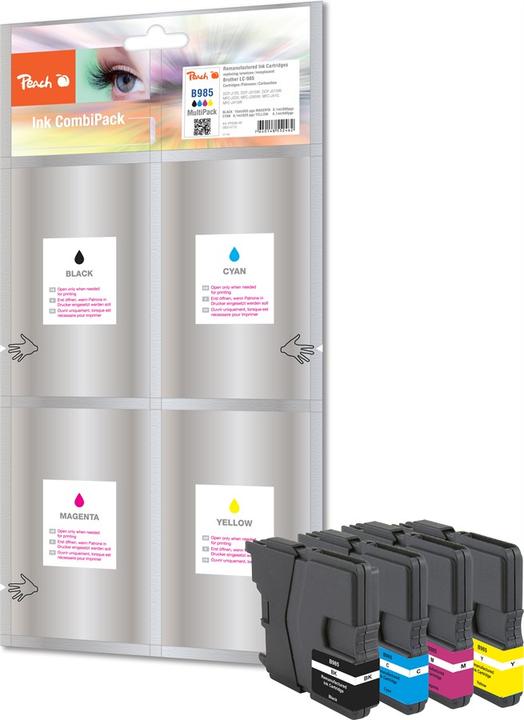 Actual product image Peach Economy ink cartridges compatible with LC-985VAL (M, FC, C, Y)