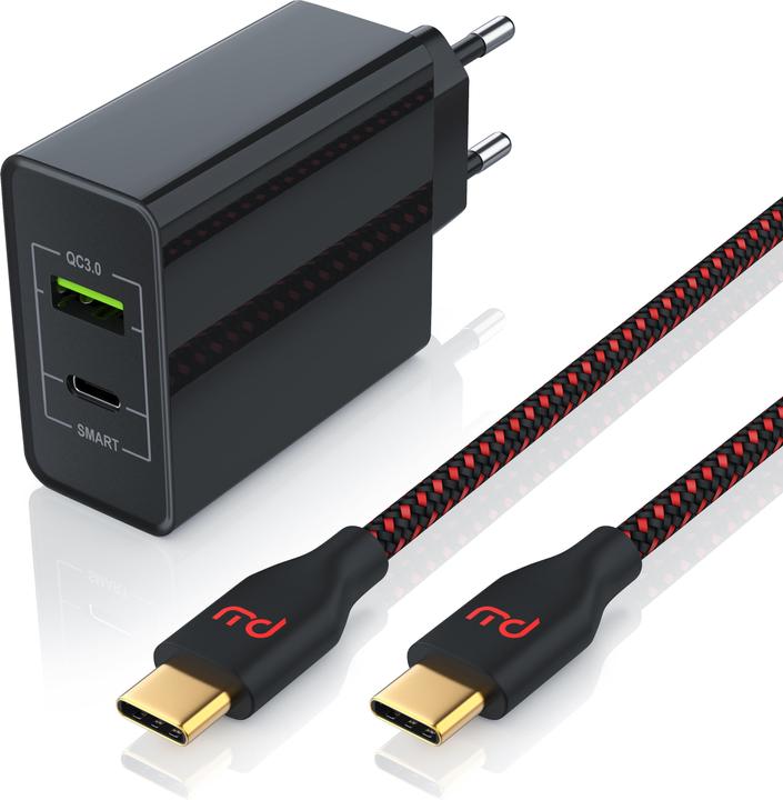 Produktbild Aplic 2 Port QC 3.0 USB Ladegerät + USB 3.1 Typ C Kabel 1m (33 W)