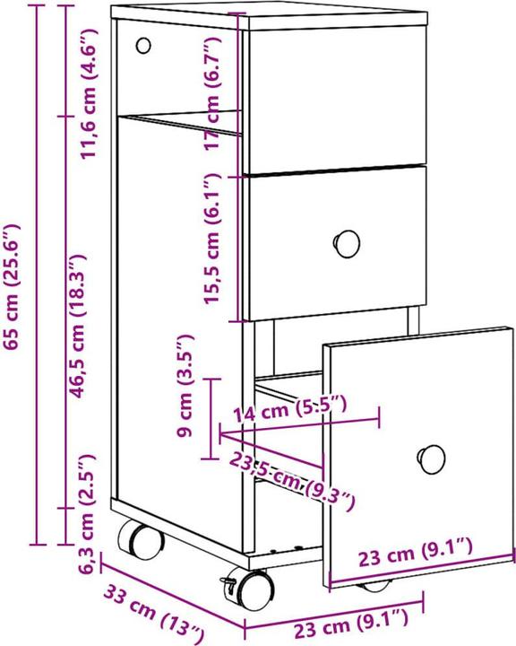 Immagine prodotto VidaXL Mobile bagno stretto con rotelle