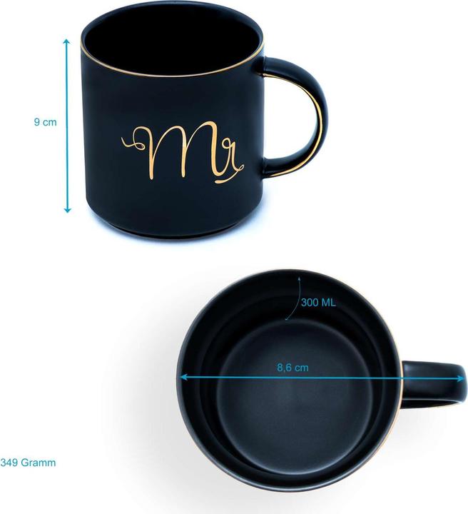 Produktbild Intirilife Kaffeetasse mit Goldrand und Aufschrift Mrs Hochzeit (300 ml, 1 x)