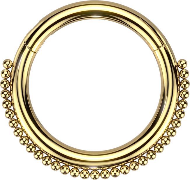 Immagine prodotto Star Piercing Anello a micro segmenti incernierato placcato oro con piccole sfere (senza ottone, Acciaio chirurgico 316L)