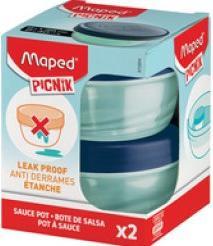 Maped PICNIK dressing box ORIGINS, round, set of 2, 40 ml made of PP, translucent container, blue lid