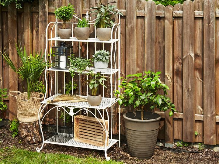 Immagine prodotto Beliani Scaffale da giardino beige in metallo a 4 ripiani ripiegabili PAVONA