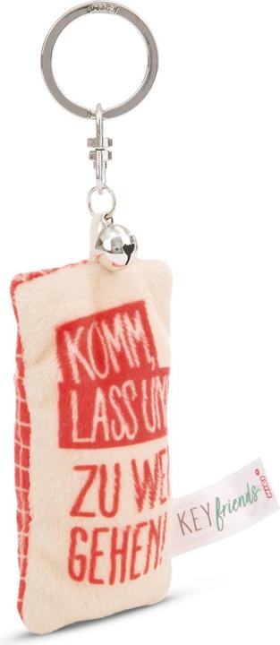 Actual product image Magni NICI Schlüsselanhänger Mini Plüschkissen Komm, lass uns zu weit gehen mit Glöckchen 8cm