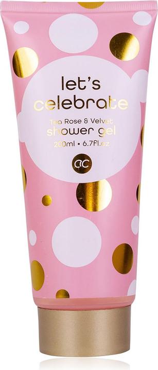 Accentra Duschgel LET'S CELEBRATE in Tube, 200ml, Duft: Tea Rose & Velvet, Farbe: rosa/weiss/gold, VE 6/24 (200 ml)