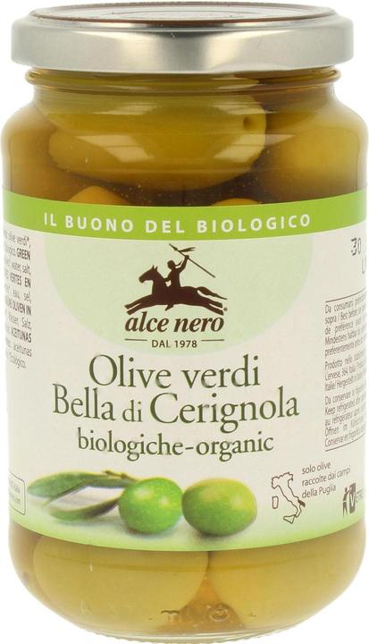 Immagine prodotto Alce Nero Olivo verde biologico nel bicchiere del Lago Bella di Cerignola 350 g (350 g)