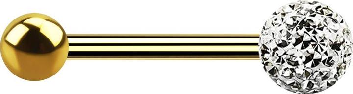 Actual product image Star Piercing Gold-plated barbell with ball and crystal ball silver epoxy protective layer (Titanium G23, without brass)