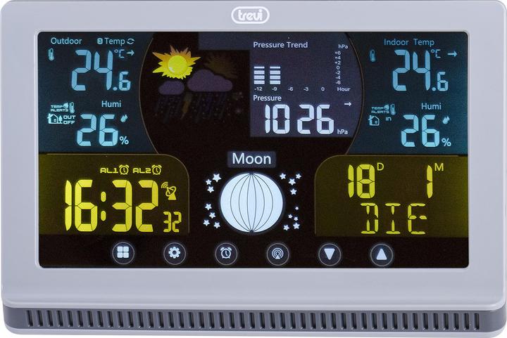 Immagine prodotto Trevi Stazione meteo con grande display a colori LCD, comandi touch, radiocontrollato 12/24, baromet