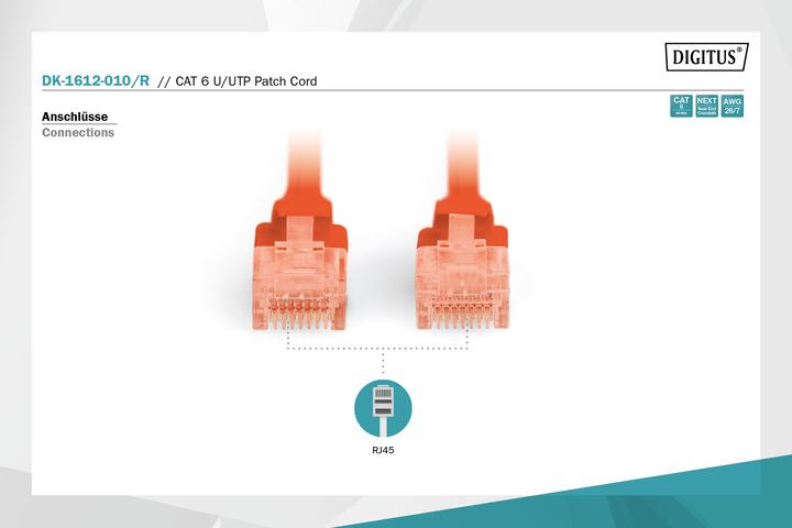 Image du produit Digitus Câble patch U-UTP, PVC AWG 26/7, longueur, couleur (U/UTP, CAT6, 1 m)