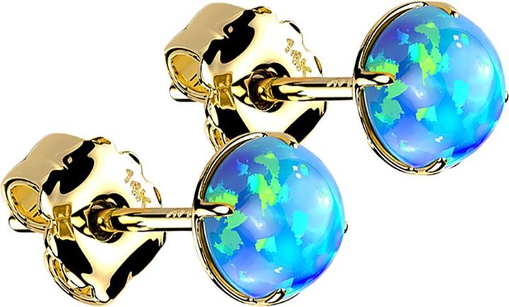 Immagine prodotto Star Piercing Orecchini pendenti in oro 14k con opale blu (senza ottone, Oro 14k)