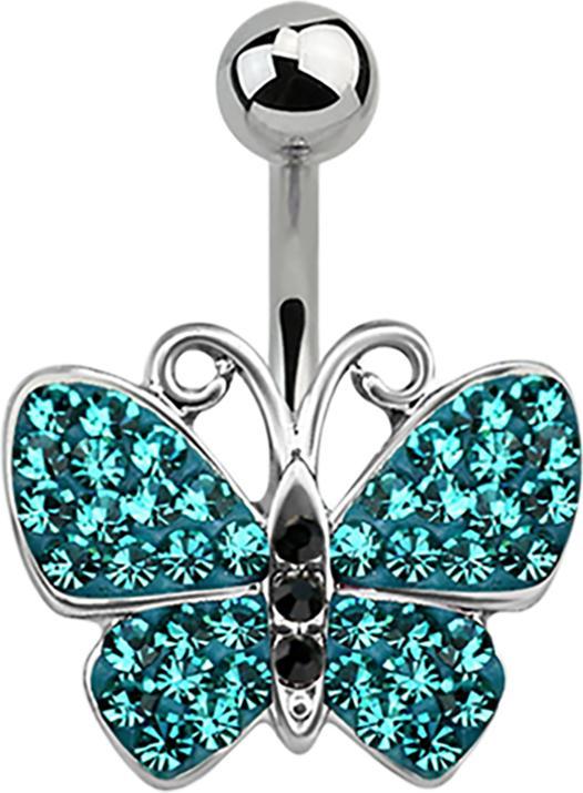 Image du produit Star Piercing Banane argent Papillon turquoise (sans laiton, Acier chirurgical 316L)
