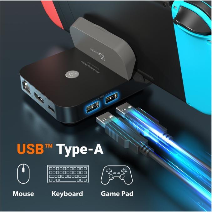 Actual product image j5Create JCD620 Mini Docking Station for Nintendo Switch™, Black, Black, Grey (Switch)