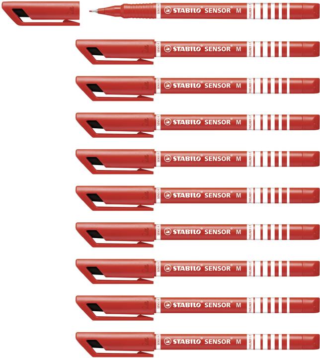 Actual product image STABILO Fineliner Sensor, line width 0.3 or 0.7 mm, 4 colors to choose from, 10 pieces (Red, 10 x)