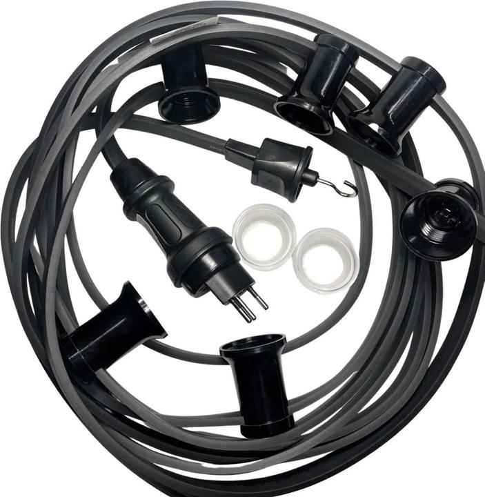 Immagine prodotto Elbro Ghirlanda d'illuminazione 15m 2×1.5mm² 15×E27 230V con T13 IP55, nero