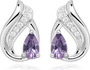 Actual product image Silver Cat - Silver earrings with synthetic amethysts SC462