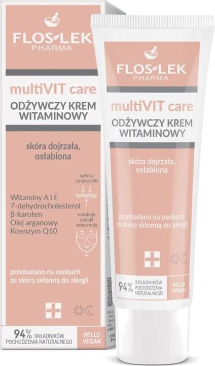 Image du produit FlosLek Pharma Multivit Care Crème nourrissante pour peaux matures et affaiblies avec vitamines 50 Ml (Crème pour le corps, 50 ml)