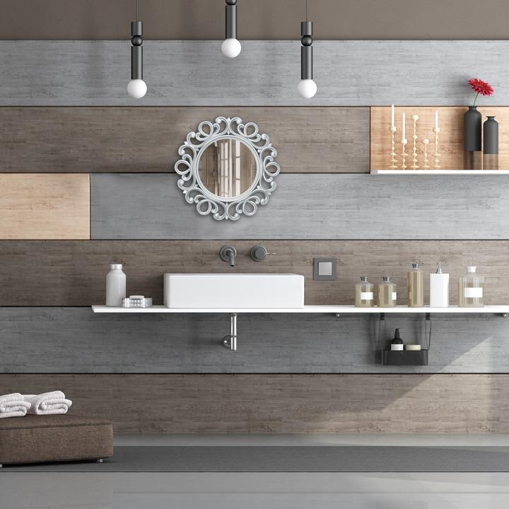 Actual product image Relaxdays Round Decorative Wall Mirror (50 x 3 x 50 cm)