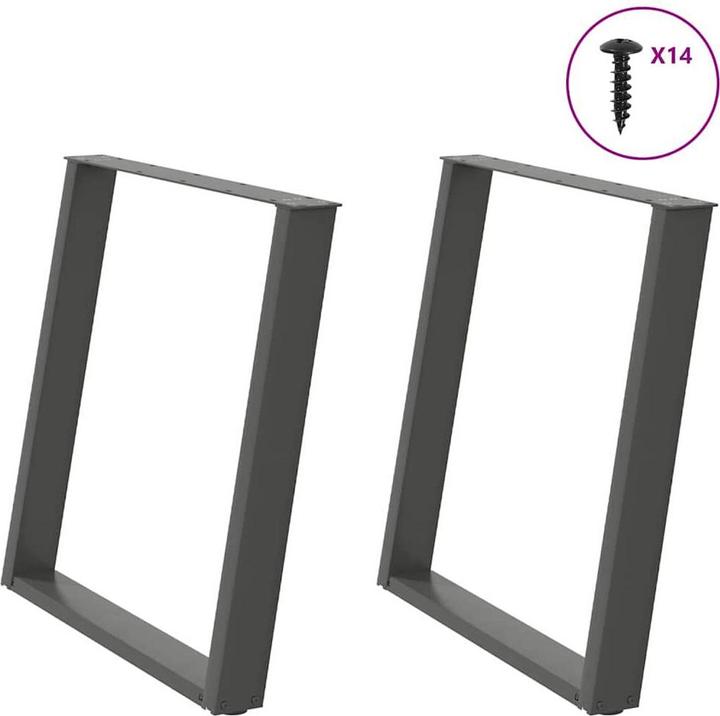 Actual product image VidaXL Dining table legs U-shape 2 pcs. Anthracite 80x(72-73) cm steel