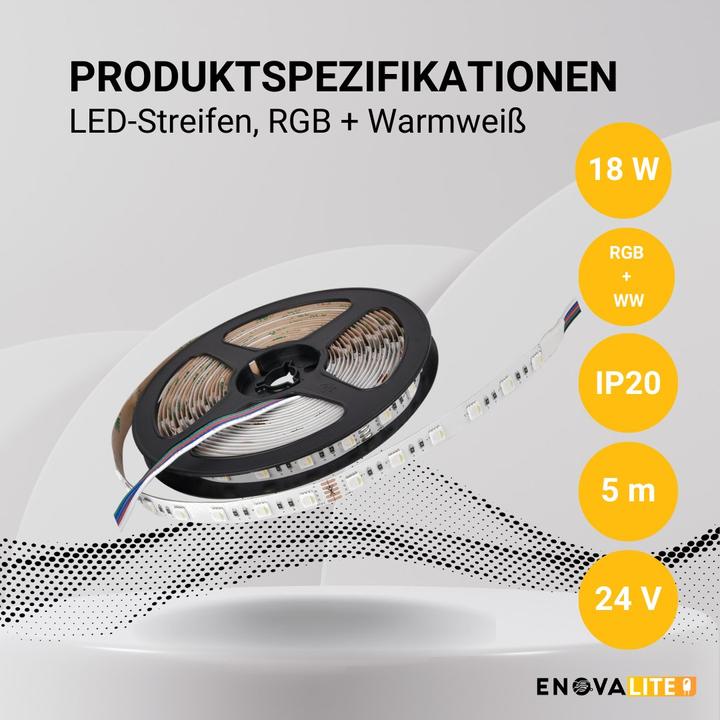 Produktbild Enovalite LED-Streifen (Warmweiss, 500 cm, Indoor, Outdoor)