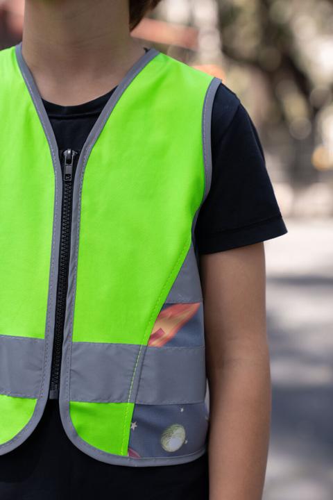 Actual product image Korntex Kinder Warnweste Action „Aerospace“ - CO2 Neutral - Neongrün/UFO - S (S)