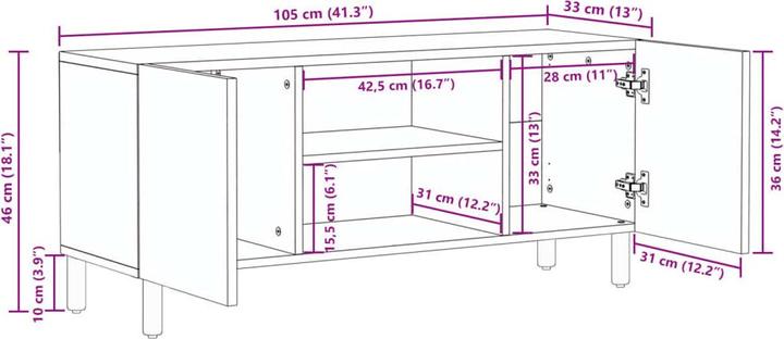 Actual product image VidaXL TV cabinet Lowboard TV cabinet TV table black wood-based material (105 x 33 x 46 cm)