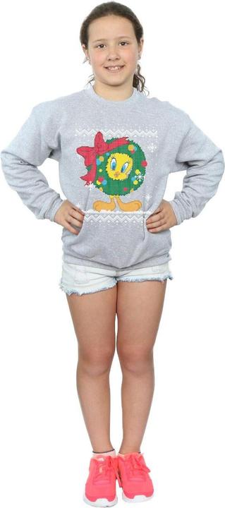 Actual product image Looney Tunes Girls Tweety Pie Christmas Fair Isle Sweatshirt (152, 158)