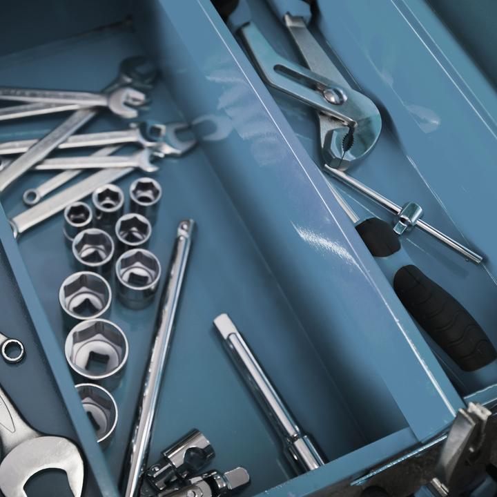 Actual product image Wiltec Tool Box with 3 Compartments Made of Cold Rolled Steel 420 x 200 x 160 mm