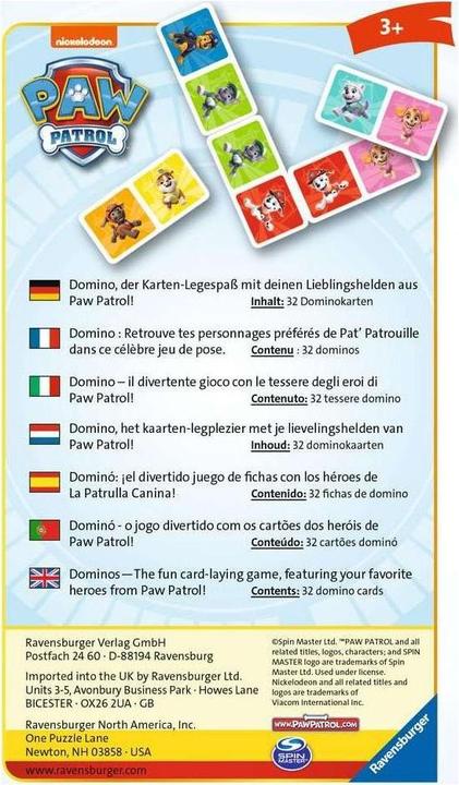 Immagine prodotto Ravensburger Paw Patrol Domino (Tedesco, Inglese, Francese, Olandese, Portoghese, Spagnolo)