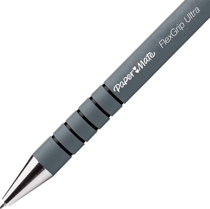 Produktbild Paper Mate Flexgrip Ultra Clip-on-Einziehkugelschreiber Medium 12 Stücke (Schwarz, Grau, 12 x)