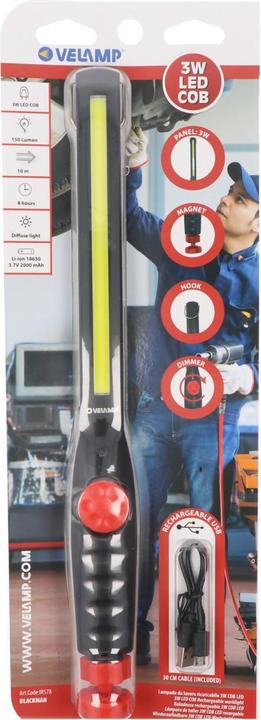 Produktbild Velamp Extra schmale wiederaufladbare 3-W-COB-LED-Arbeitsleuchte (150 lm)