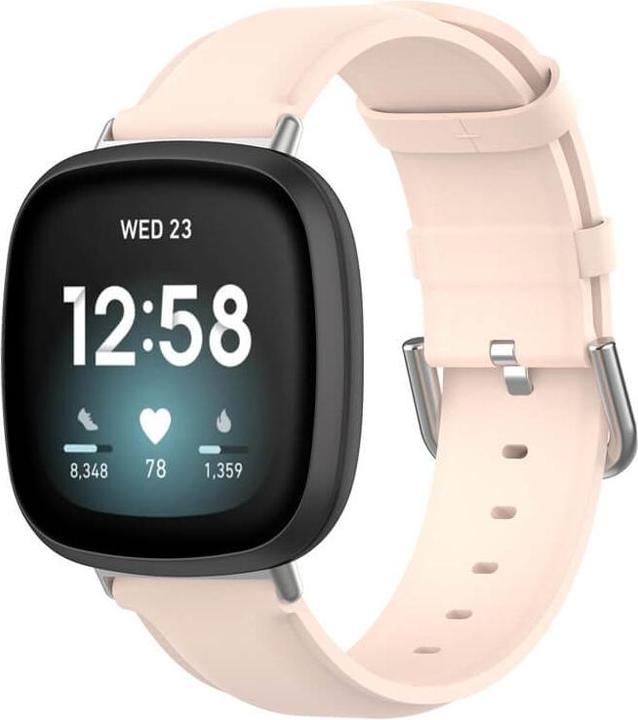 Produktbild Cover-Discount Fitbit Versa / Sense - Lederarmband rosa (Kunstleder, Versa 3, Sense)