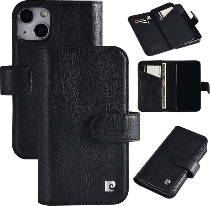 Produktbild Pierre Cardin Case iPhone 13 Mini - Echt Leder Book Case schwarz & 6 Kartenfächer (Apple iPhone 13 mini)