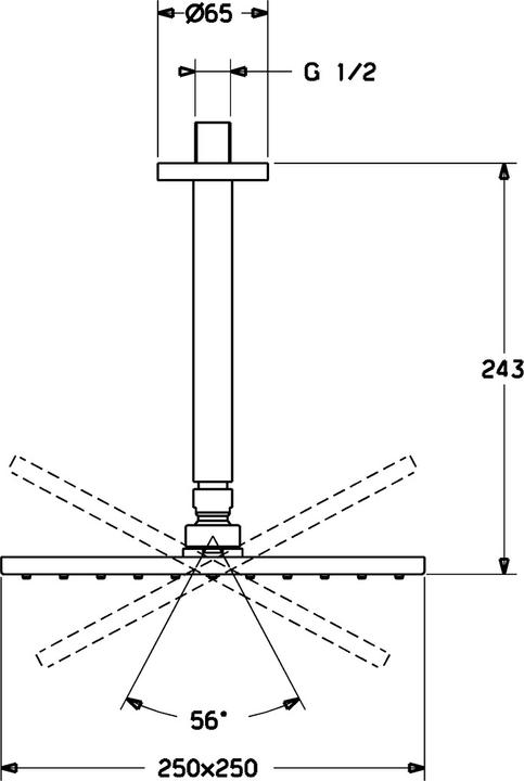 Produktbild Hansa HANSAVIVA Kopfbrause, 250x250 mm, Eco-Durchfluss, Deckenmontage, chrom (1 Strahlarten, 12 l/min)