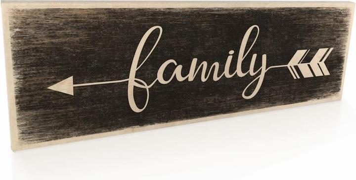 Produktbild Trenddeko Family mit Pfeil (30 x 10 cm)